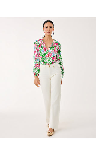 Aniston High Rise Straight Leg Jean - Coconut