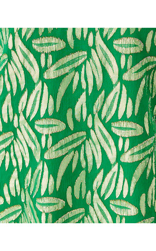 Giana Long Sleeve Silk Top - Bamboo Green Leafy Babe Metallic