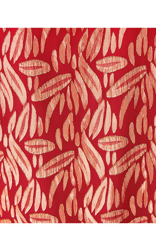 Giana Long Sleeve Silk Top - Cranberry Red Leafy Babe Metallic Silk Clip