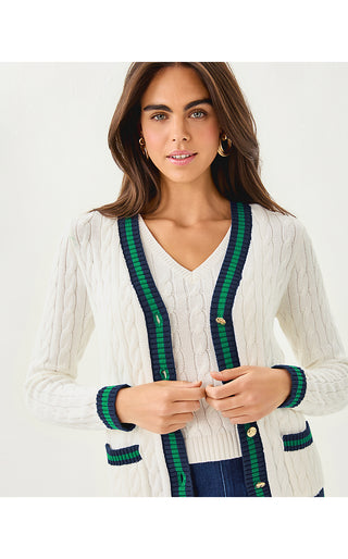 Brockton Cardigan - Coconut X Fiddle Leaf Green Tipping