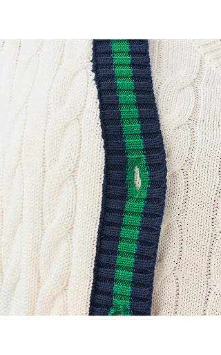 Brockton Cardigan - Coconut X Fiddle Leaf Green Tipping