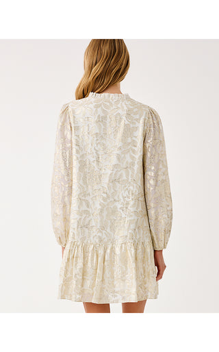 Evaline Silk Dress - Coconut Floral Bloom Clip