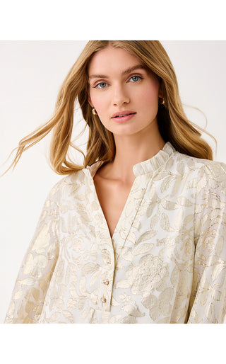 Evaline Silk Dress - Coconut Floral Bloom Clip