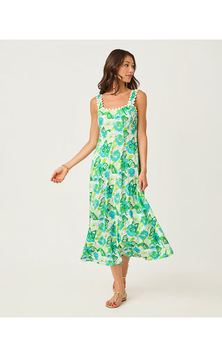Dwyer Midi Dress - Resort White Monarch Rose