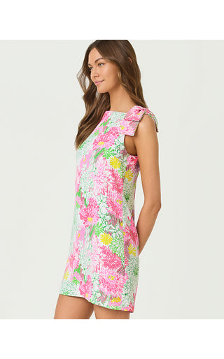 Carmine Shift Dress - Resort White Mum Patch