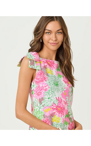 Carmine Shift Dress - Resort White Mum Patch