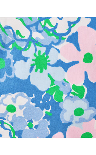 The Short Sleeved Lilly Shift Dress - Sunwashed Blue Plumes In Bloom