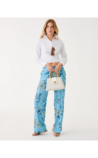 Bal Harbour Stretch Palazzo Pant - Bellevue Blue Breakers Beach Engineered