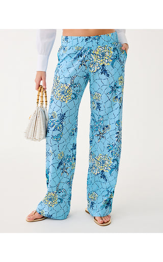 Bal Harbour Stretch Palazzo Pant - Bellevue Blue Breakers Beach Engineered