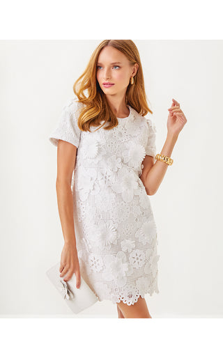 Malena Lace Dress - Resort White Passion Flower 3D Lace