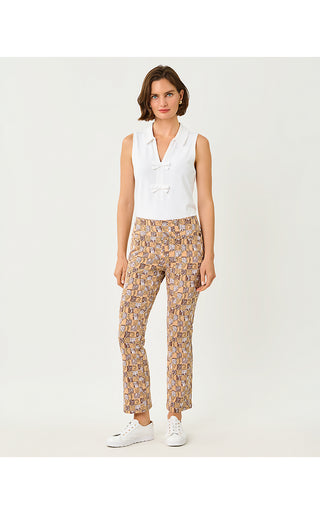 UPF 50+ Luxletic Corso Kick Flare Pant- Iced Latte Lil Cheetah Checks
