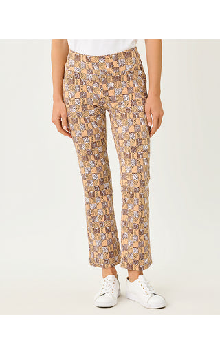 UPF 50+ Luxletic Corso Kick Flare Pant- Iced Latte Lil Cheetah Checks