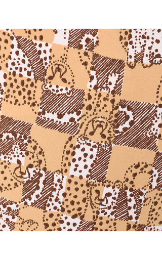 UPF 50+ Luxletic Corso Kick Flare Pant- Iced Latte Lil Cheetah Checks