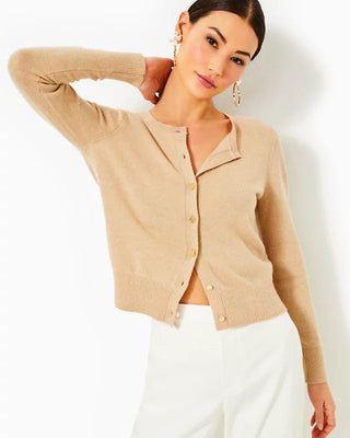Fairley Cashmere Cardigan - Heathered Sand Bar Metallic