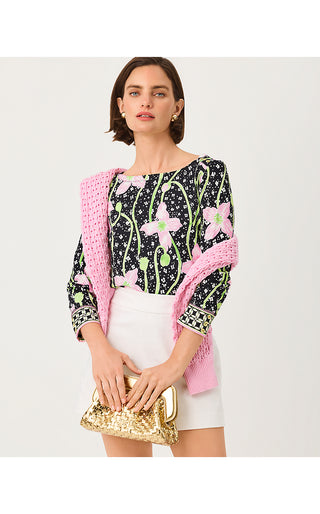 UPF 50+ Callison ChillyLilly Top - Onyx Blushing Blooms Engineered