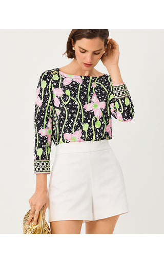 UPF 50+ Callison ChillyLilly Top - Onyx Blushing Blooms Engineered