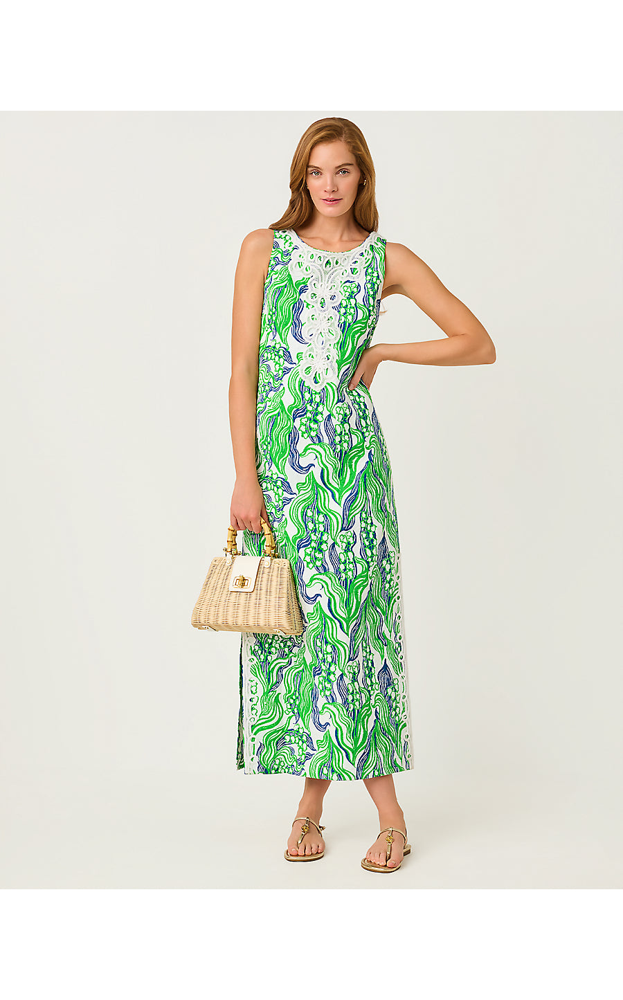 Lilly Pulitzer Marleigh Stretch Maxi Shift Dress - Putting Green Oversized Lilly Of The Valley 4 Lilly Pulitzer Marleigh Stretch Maxi Shift Dress - Putting Green Oversized Lilly Of The Valley 4