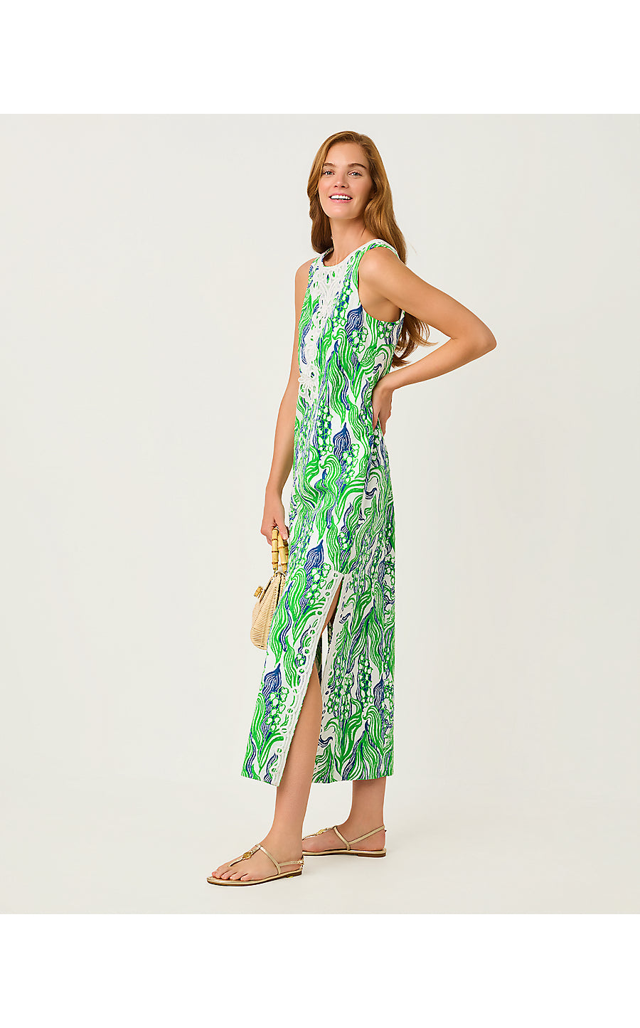 Lilly Pulitzer Marleigh Stretch Maxi Shift Dress - Putting Green Oversized Lilly Of The Valley 4 Lilly Pulitzer Marleigh Stretch Maxi Shift Dress - Putting Green Oversized Lilly Of The Valley 4