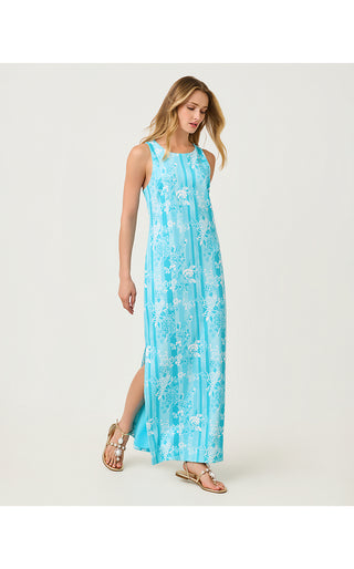 Melodie Maxi Dress - Capri Blue Roseys Petals