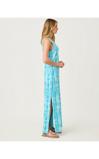 Melodie Maxi Dress - Capri Blue Roseys Petals