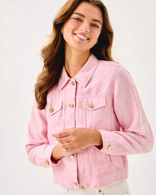 Seaspray Linen Jacket - Conch Shell Pink x Resort White
