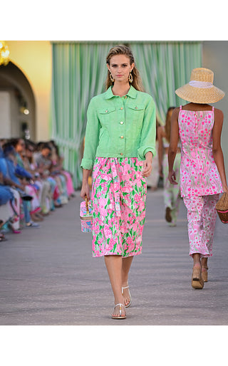 Seaspray Linen Jacket - Jackfruit Green X Resort White