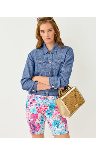Seaspray Linen Jacket - Starlight Navy X Resort White