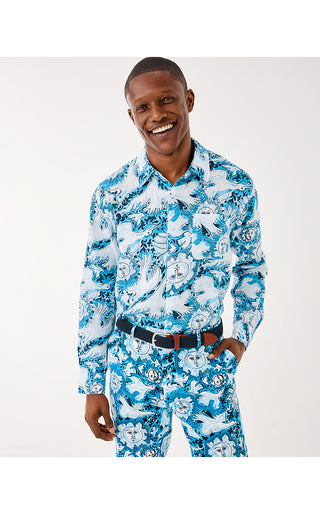 Men's Stuff Addison Shirt - Bellevue Blue Lilly Gulls