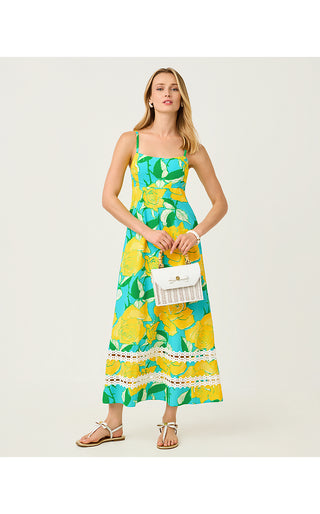 Haliey Midi Dress - Blue Curacao Rose Bud
