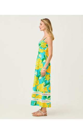Haliey Midi Dress - Blue Curacao Rose Bud