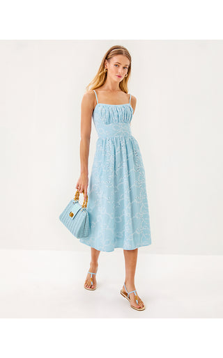 Della Midi Dress - Bluette Sailors Knot Eyelet