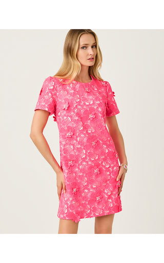 Malena Lace Shift Dress - Cherry Blossom Pink Flower Pop Lace