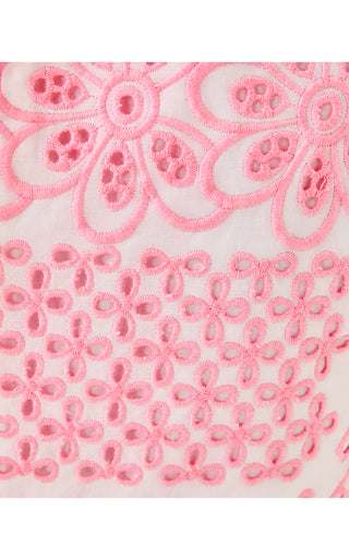 Gerad Shift Dress - Conch Shell Pink Patchwork Eyelet