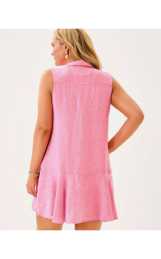 Ellowyn Linen Dress - Sunkissed Pink X Resort White