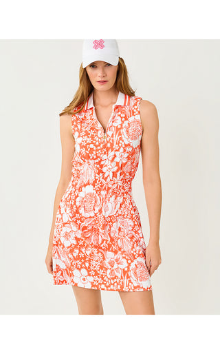 UPF 50+ Luxletic Love Active Sleeveless Dress - Sunset Orange Budding Romance