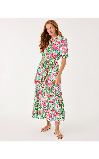 Larkyn Midi Shirtdress - Multi Glowing Gardens