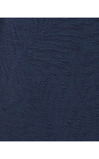 Elsey Shift Dress - Low Tide Navy Leafy Knit Pucker Jacquard