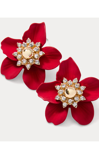 Small Orchid Earrings - Cranberry Red