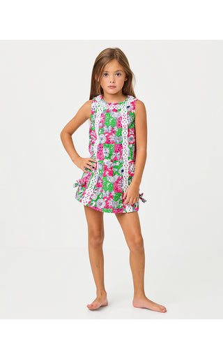Girls Little Lilly Classic Shift Dress - Cherry Blossom Pink Lil Chicken Check