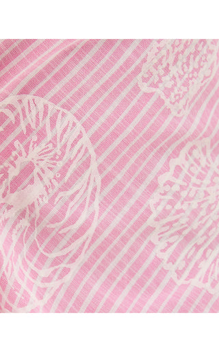 Caylinn Sleeveless Popover Shirtdress - Conch Shell Pink Pigment Printed Secret Stripe