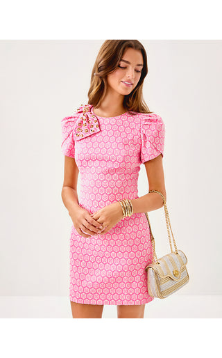Cartwright Shift Dress - Rousseau Pink Butterfly Brandmark Jacquard