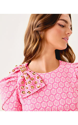 Cartwright Shift Dress - Rousseau Pink Butterfly Brandmark Jacquard