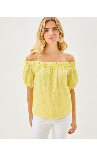 Katara Off The Shoulder Top - Limoncello Bubble Embroidery