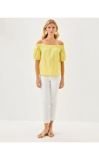 Katara Off The Shoulder Top - Limoncello Bubble Embroidery