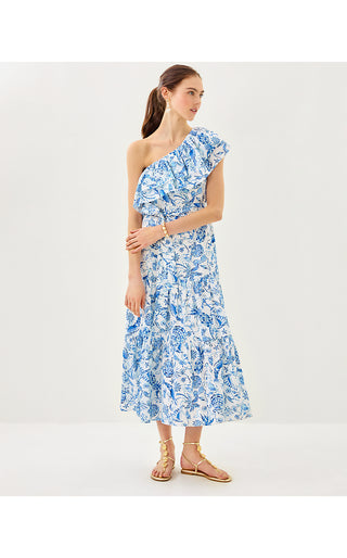 Mayella Midi Dress - Resort White Barefoot Beachcombers