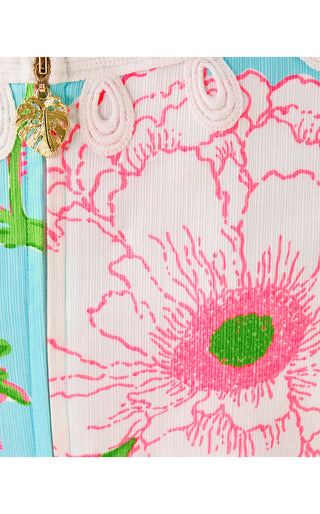 Sidonie Stretch Shift - Fresh Water Blue Bursting Blooms Engineered Shift