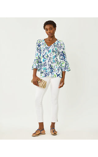 Danika Tunic Top - Resort White Sea Blooms