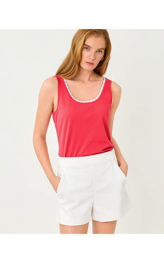 Gabbie Crochet Trimmed Knit Top - Paradise Punch
