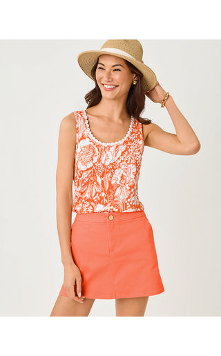 Gabbie Crochet Trimmed Knit Top - Sunset Orange Budding Romance