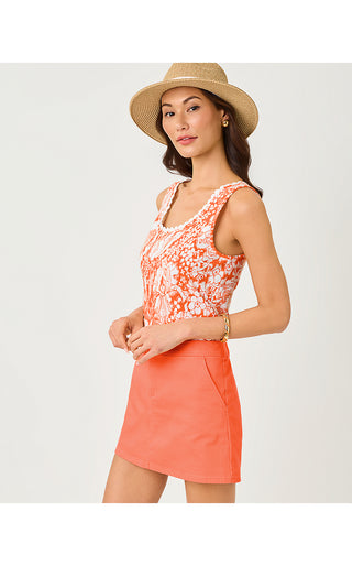 Gabbie Crochet Trimmed Knit Top - Sunset Orange Budding Romance